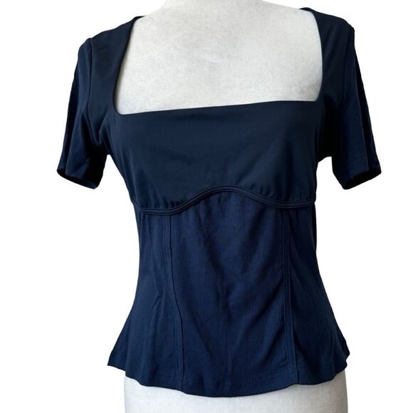 Commense Blue Top Corset Short Sleeve Square Neckline NWT - Picture 9 of 9